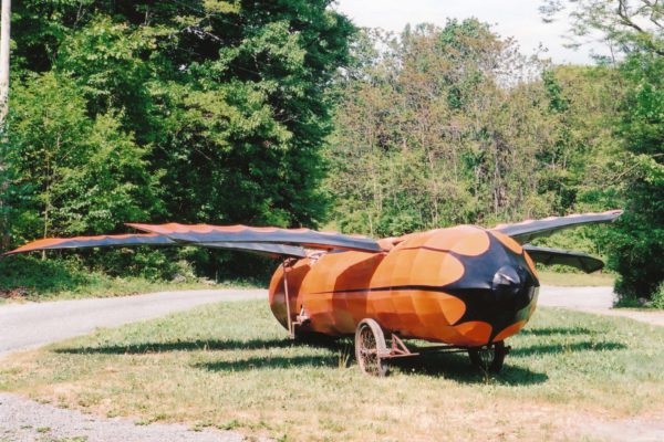 photo of a 1910 Passat Ornithopter in a field