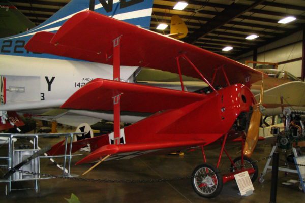 photo of a Fokker Dr.1 on display