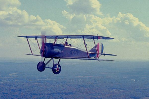 photo of a 1918 Thomas Morse in flight