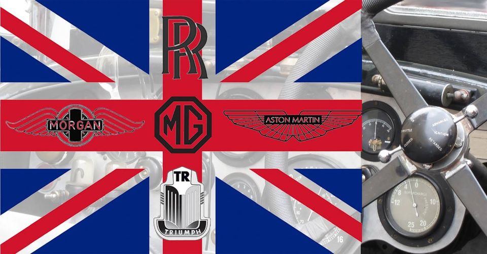 British flag with Car Emblems